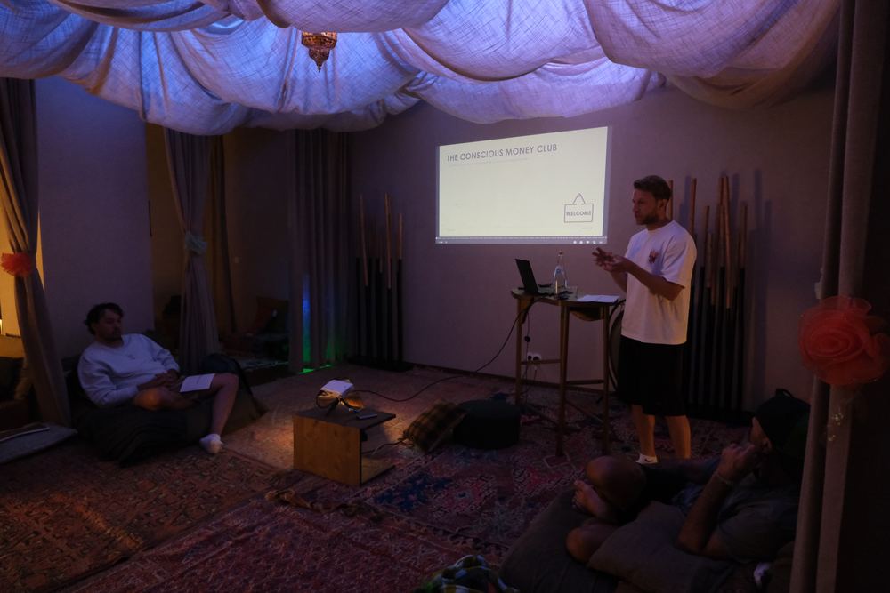 James Jacob opening a Conscious Money Club session